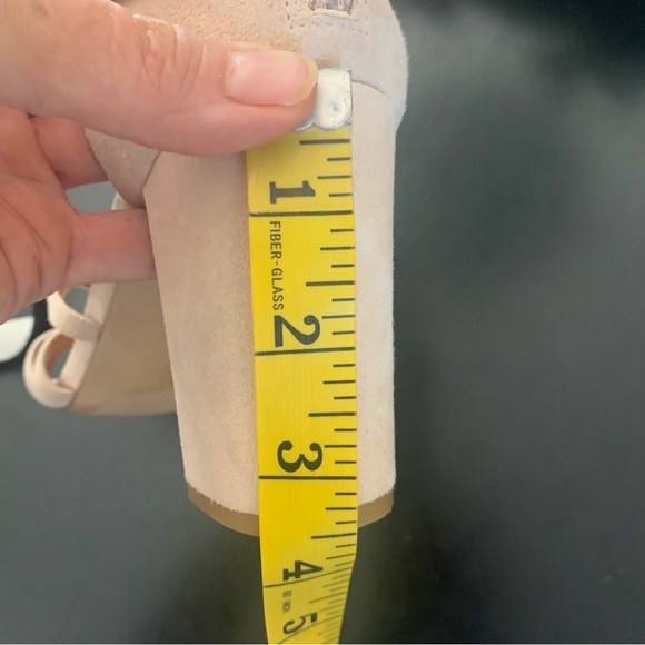 HALOGEN Block Heel Suede Zip Up Strappy Sandals Blush Tan Beige Summer Party - Picture 11 of 15